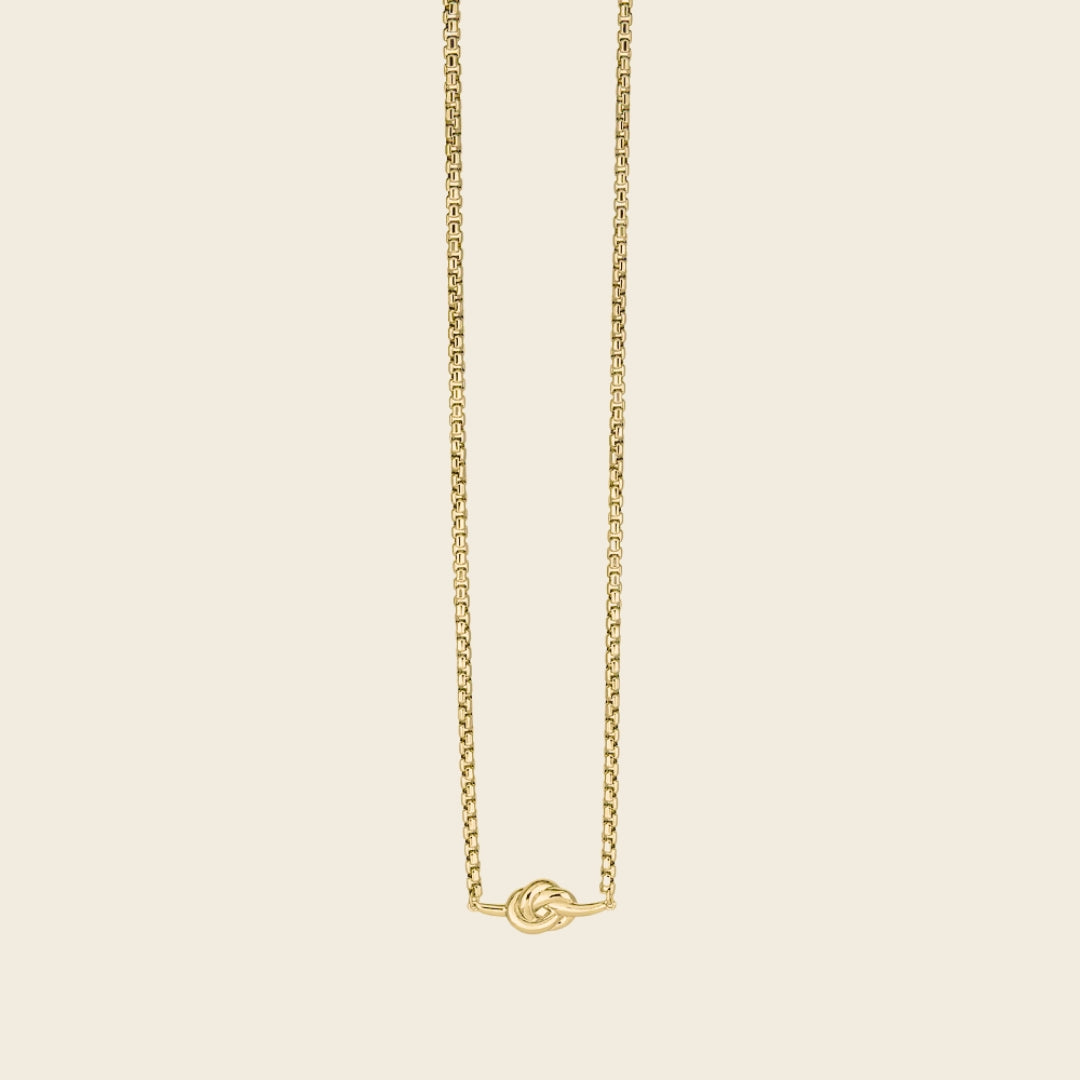 Knot Bold Necklace Gold (Half Round Box Chain)