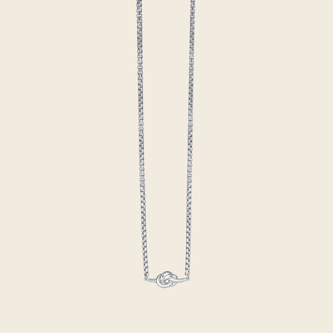Knot Bold Necklace Silver (Half Round Box Chain)