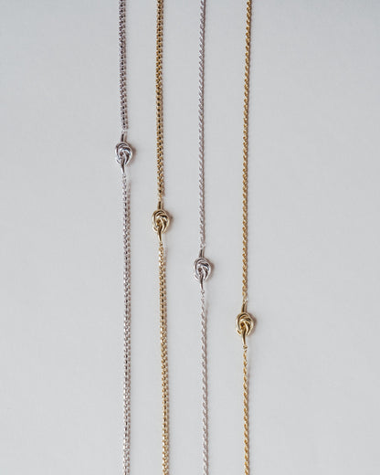 Knot Bold Necklace Silver (Half Round Box Chain)