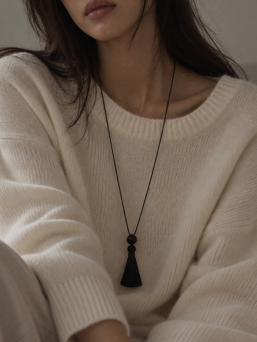Large Onyx Tassel on Japanese Silk Cord (Pre-Order)