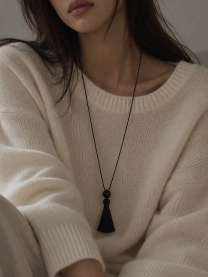 Large Onyx Tassel on Japanese Silk Cord (Pre-Order)