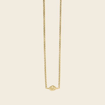 Knot Bold Necklace Gold (Half Round Box Chain)