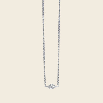 Knot Bold Necklace Silver (Half Round Box Chain)